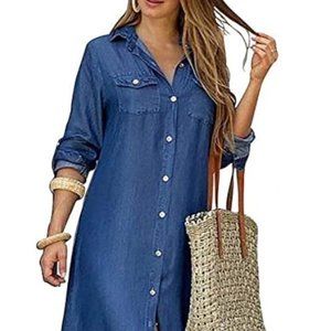 NWOT - Maxi Denim Shirt Dress